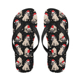 Christmas Pugs Santa_s red cap pattern Unisex Flip Flops