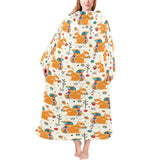 Squirrel Pattern Print Design 04 Blanket Robe with Sleeves