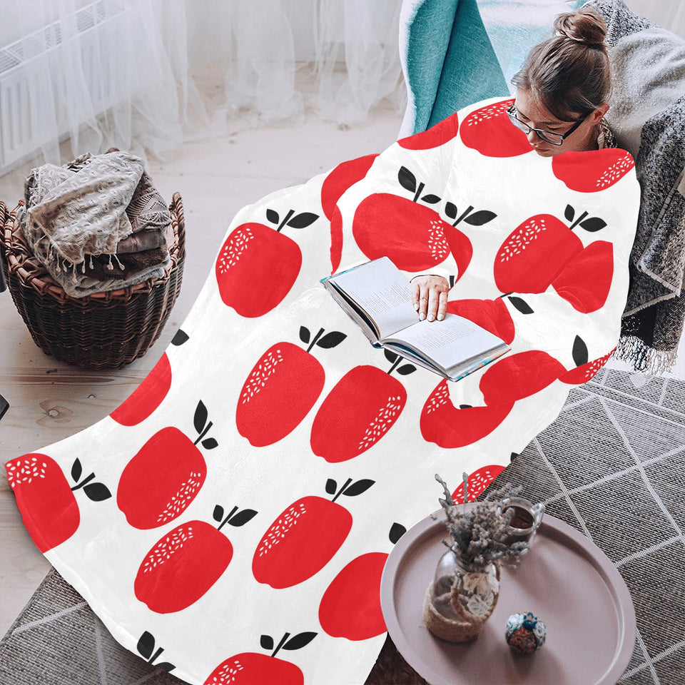 red apples white background Blanket Robe with Sleeves