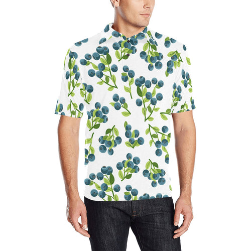 blueberry white background Men's All Over Print Polo Shirt