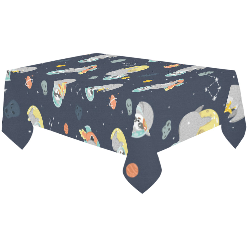 Cute sloth astronaut star planet rocket pattern Tablecloth