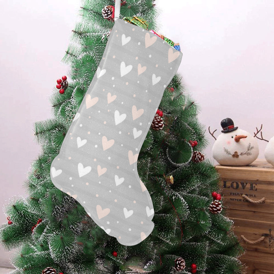 Heart pattern gray background Christmas Stocking