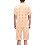 Engine Piston Cream Background Pattern Design 04 Men's V-Neck Short Pajama Set