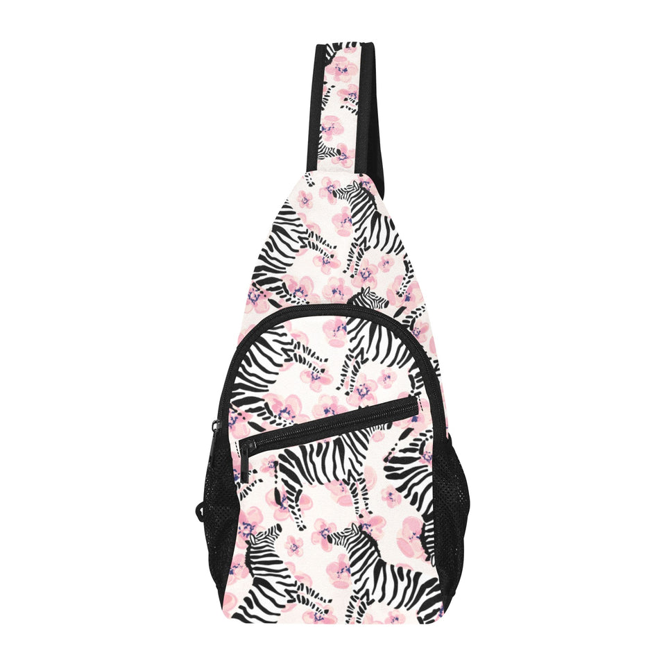 Zebra pink flower background All Over Print Chest Bag