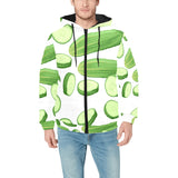 cucumber whole slices pattern Men's Padded Hooded Jacket