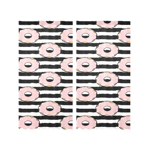 Donuts pink icing striped pattern Gauze Curtain