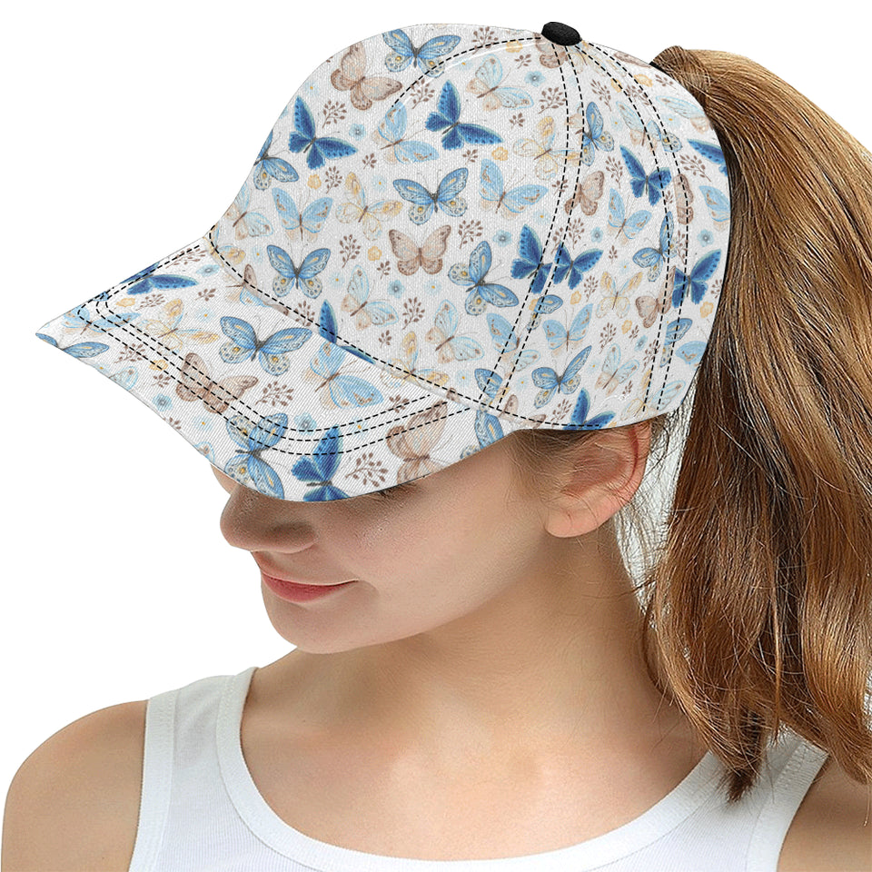 blue butterfly pattern All Over Print Snapback Cap