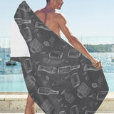 Beer hand drawn pattern Beach Towel
