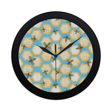 Bee honeycomb pattern Elegant Black Wall Clock