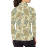 Ginkgo leaves design pattern Women's Long Sleeve Polo Shirt