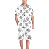 Hand drawn french fries pattern Men's V-Neck Short Pajama Set