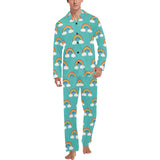 Rainbow pattern green background Men's Long Pajama Set