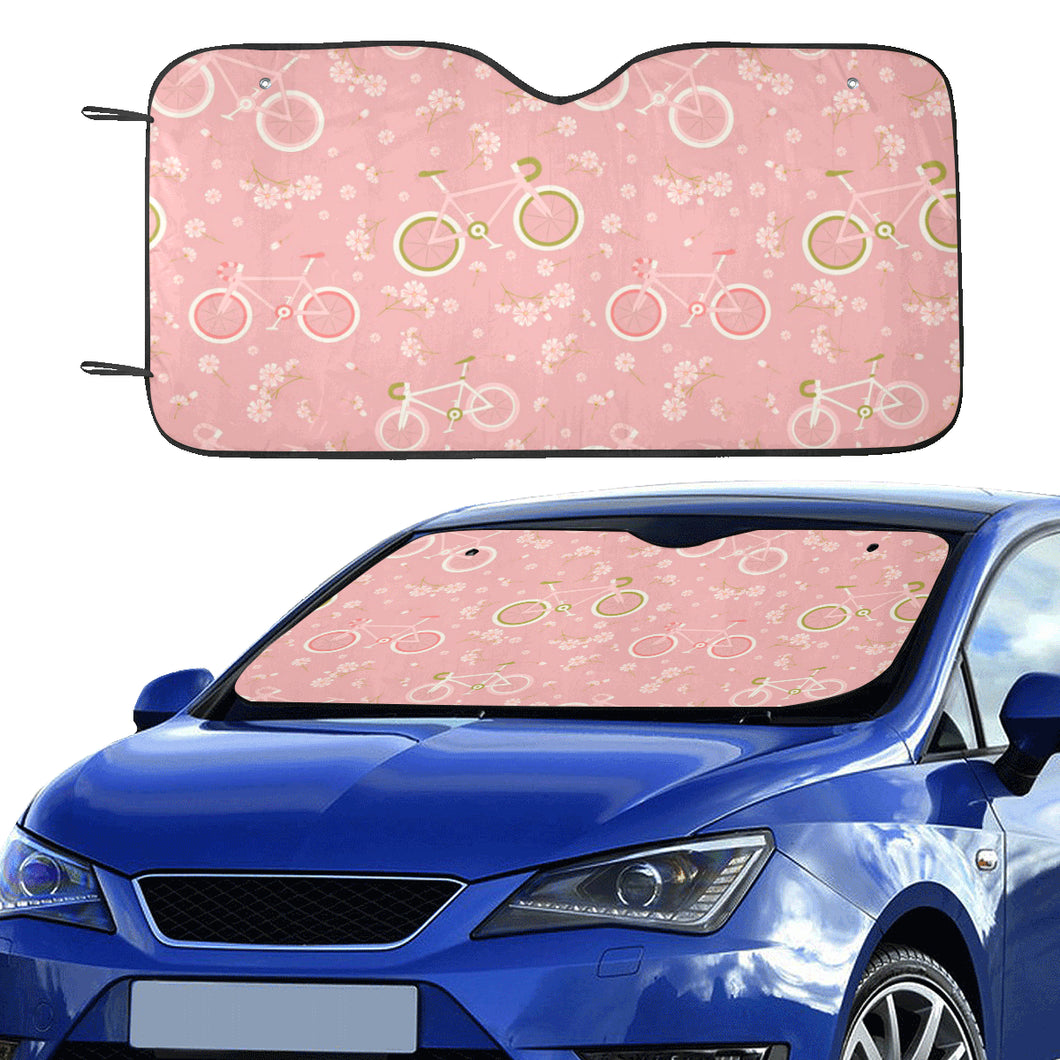 Bicycle Pattern Print Design 02 Car Sun Shade