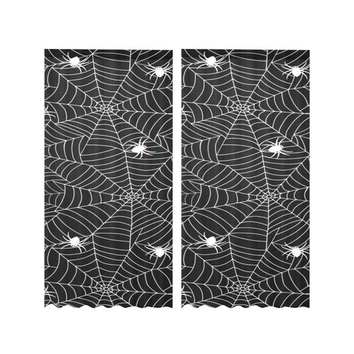 Spider web design pattern Black background white c Gauze Curtain