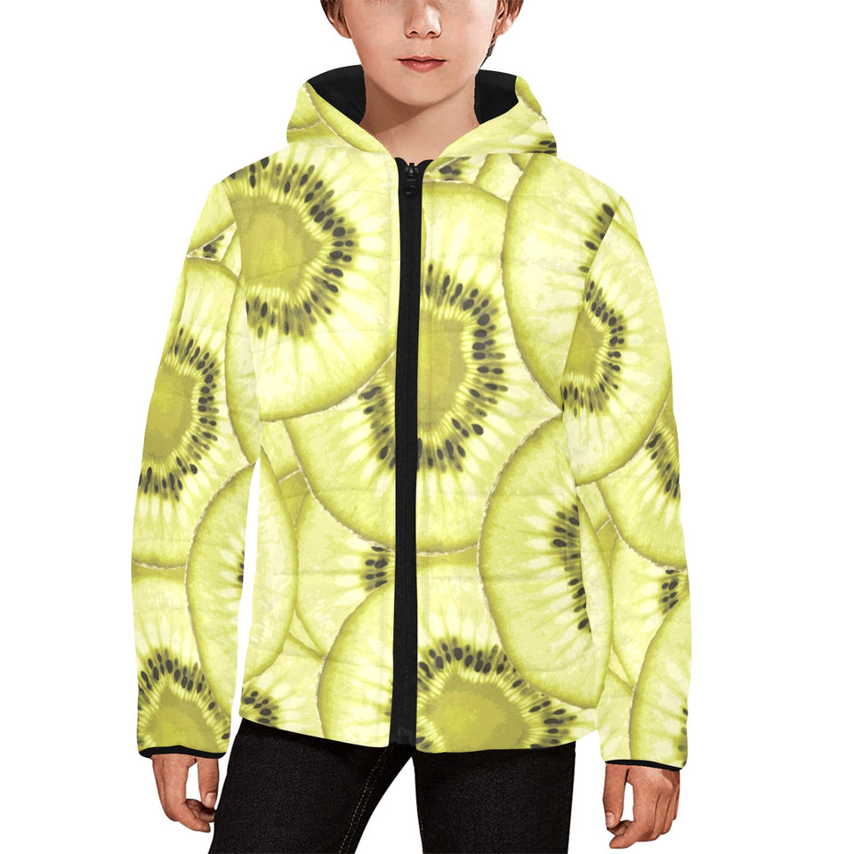 Sliced kiwi pattern Kids' Boys' Girls' Padded Hooded Jacket