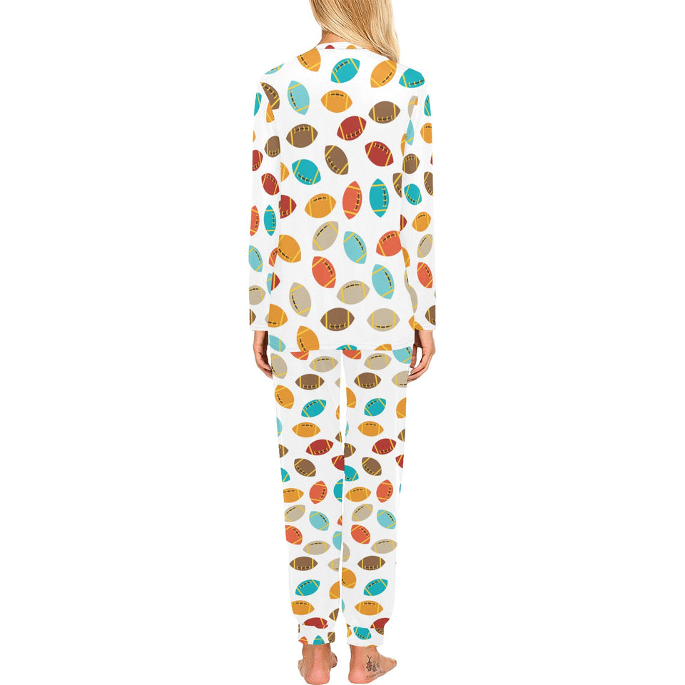 Colorful american football ball pattern Women's All Over Print Pajama Set