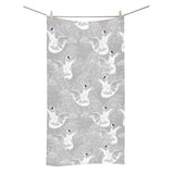 white swan gray background Bath Towel