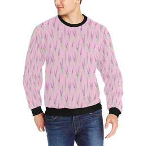 Lavender pattern pink background Men's Crew Neck Sweatshirt