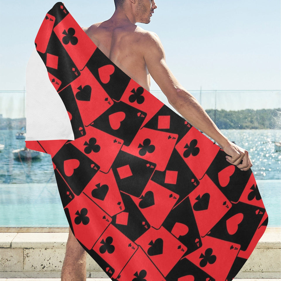 Casino Cards Suits Pattern Print Design 02 Beach Towel