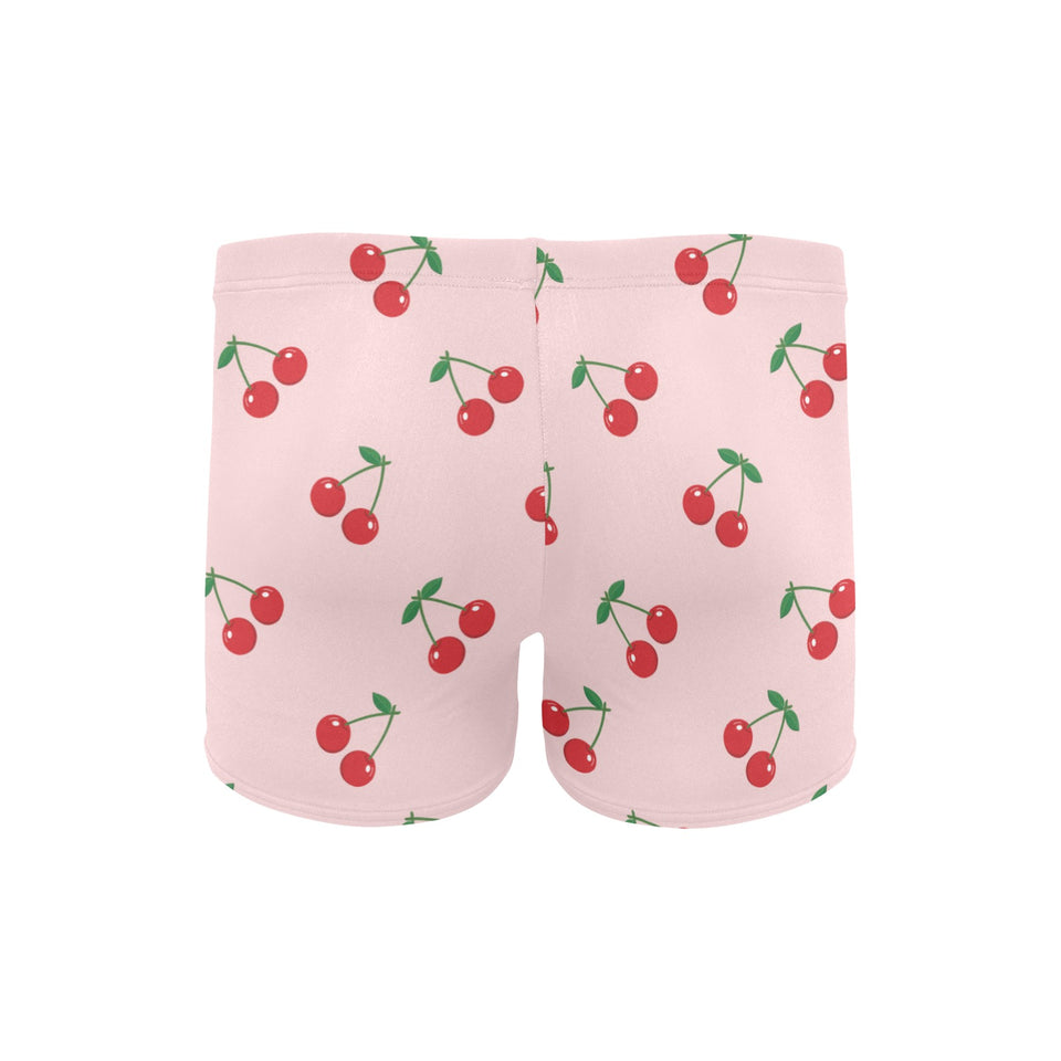 cherry pattern pink background Men's Swimming Trunks