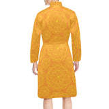 Orange traditional indian element pattern Men's Long Sleeve Belted Night Robe