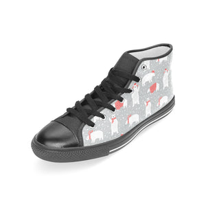 Cute polar bear christmas snow pattern Women's High Top Canvas Shoes Black