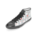 Cute polar bear christmas snow pattern Women's High Top Canvas Shoes Black