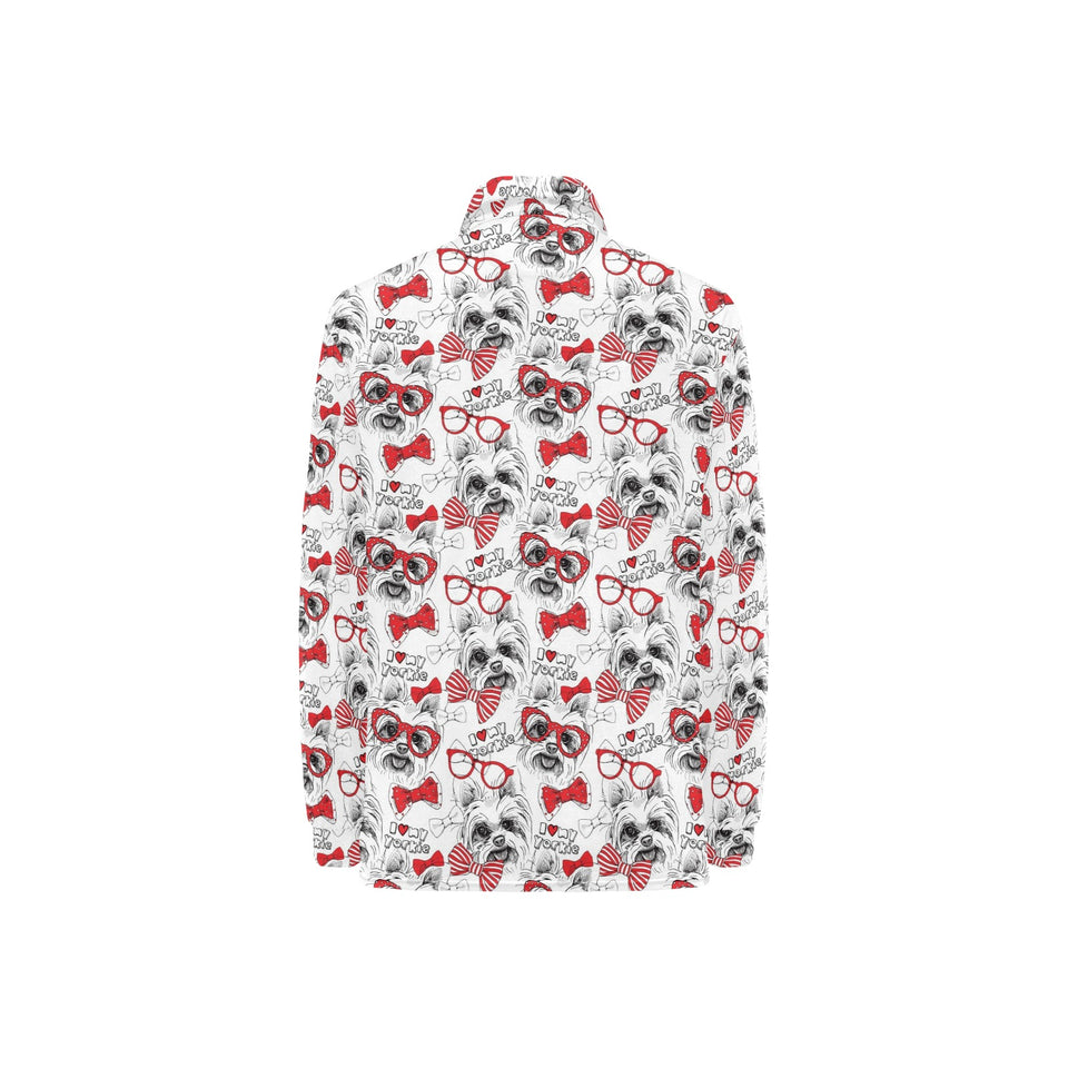 Yorkshire Terrier Pattern Print Design 04 Women's Long Sleeve Polo Shirt