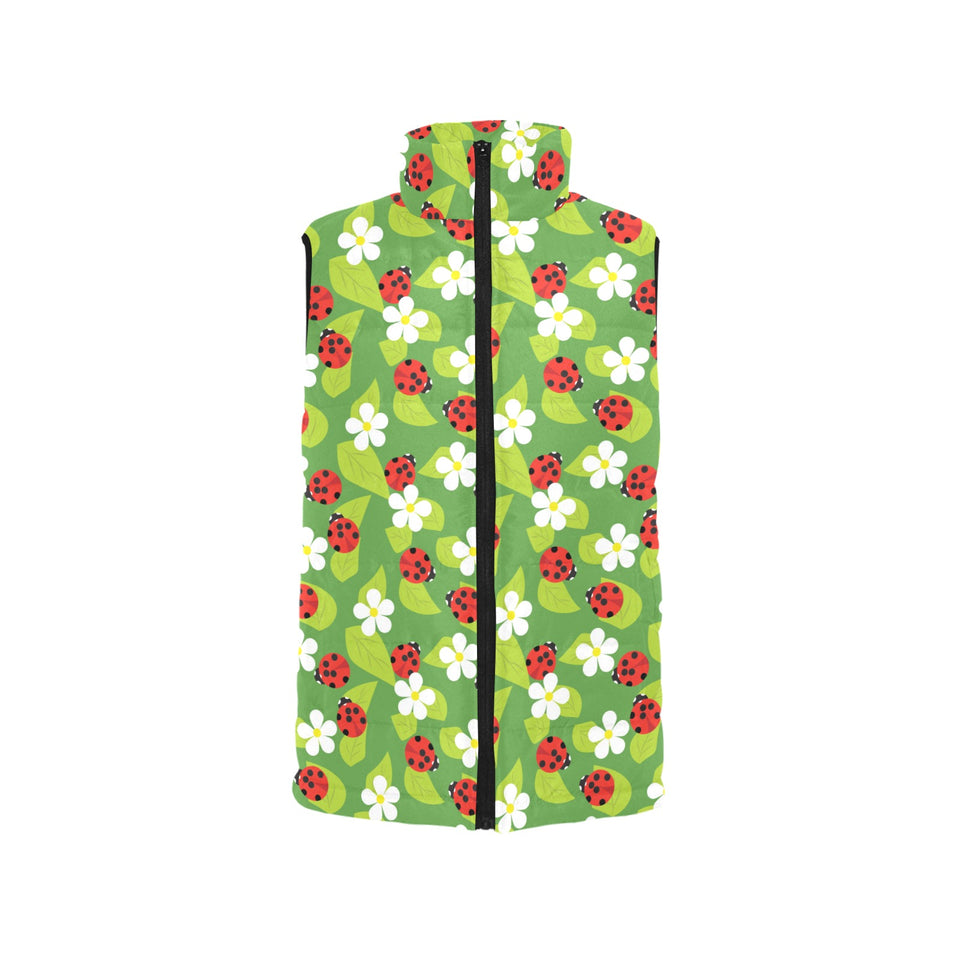 Ladybug Pattern Print Design 01 Women's Padded Vest