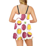 Passion fruit design pattern Chest Sexy Pleated Two Piece Swim Dress