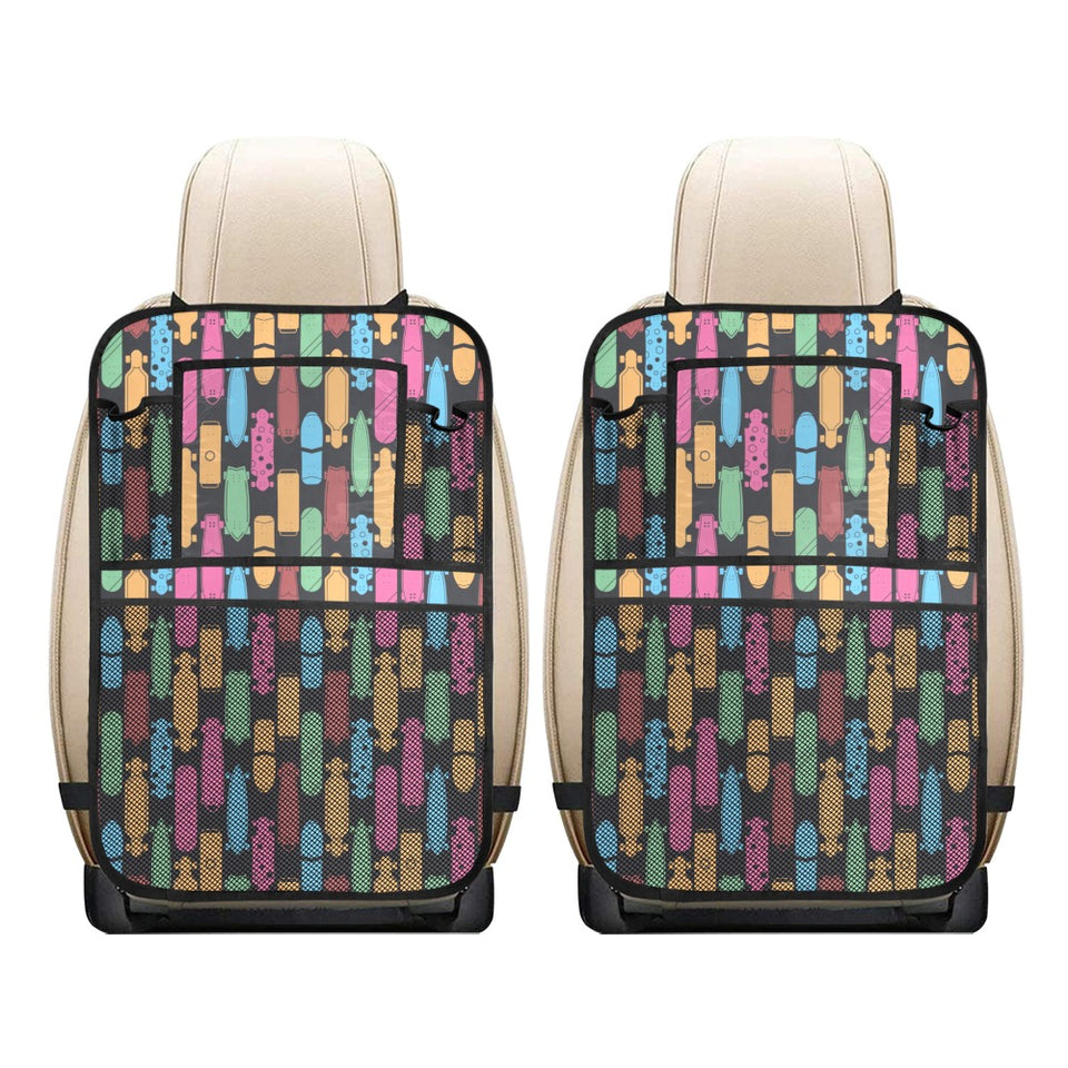 Skate Board Pattern Print Design 02 Car Seat Back Organizer