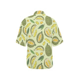 Durian leaves pattern background Women's All Over Print Hawaiian Shirt