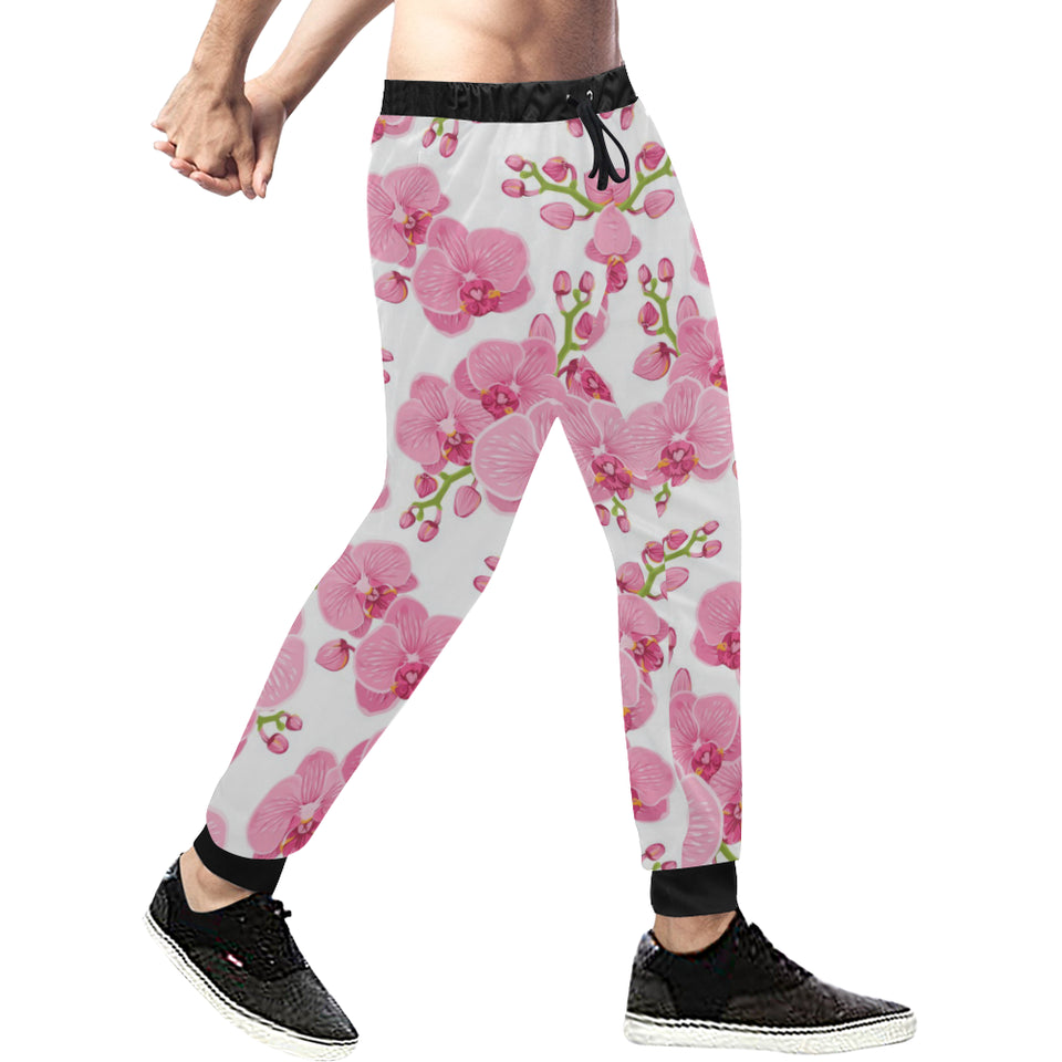 pink purple orchid pattern background Unisex Casual Sweatpants