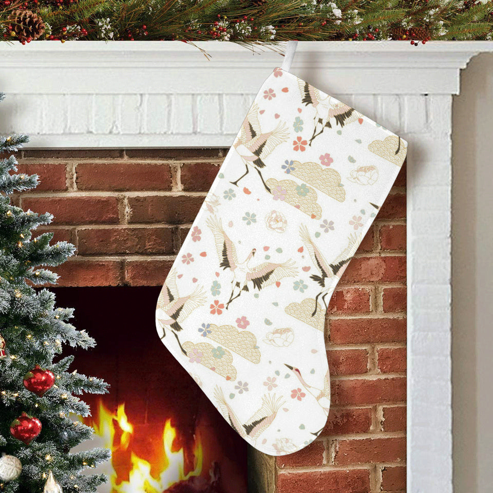 Beautiful Japanese cranes pattern Christmas Stocking