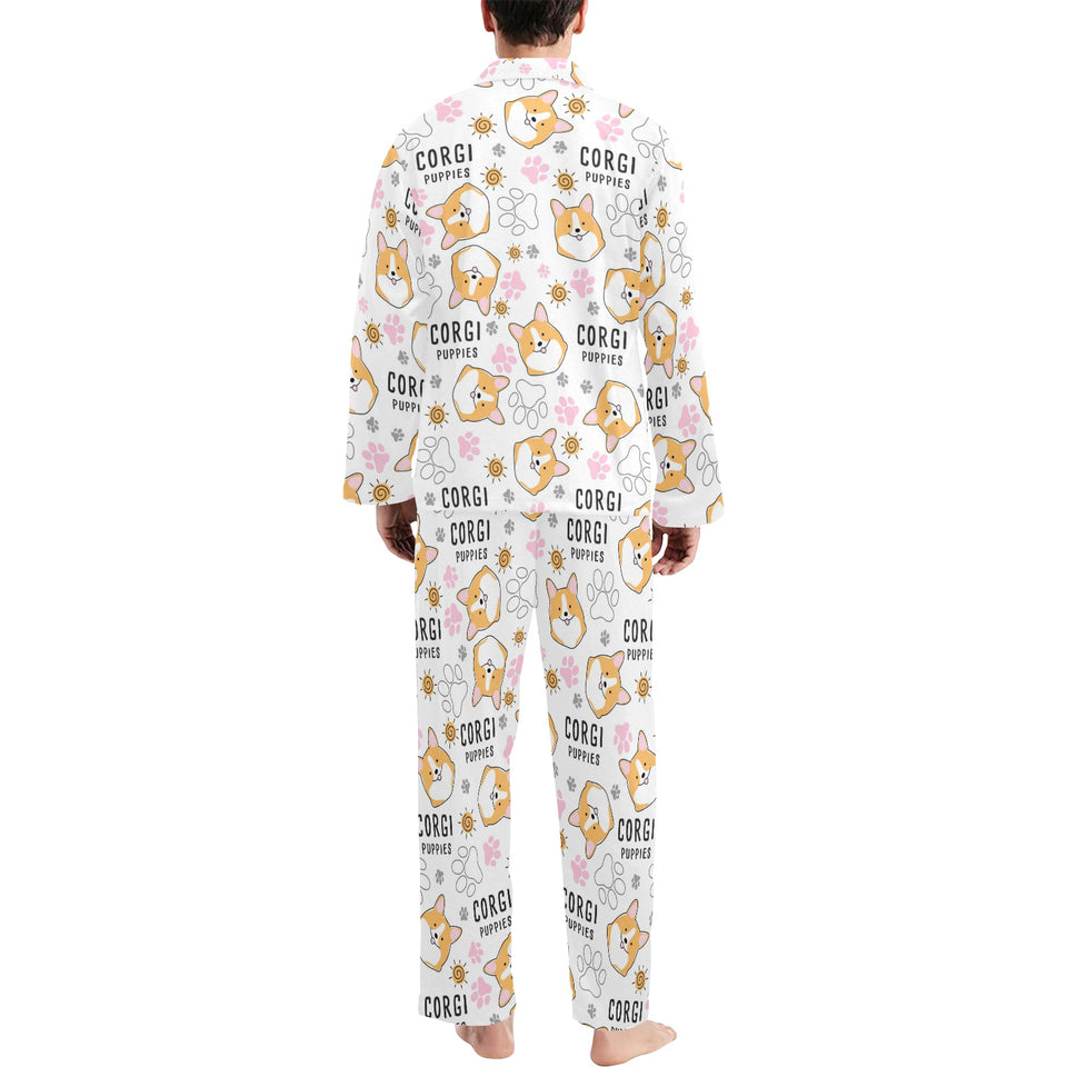 Corgi Dog Pattern Men's Long Pajama Set
