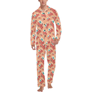 Camper Van Pattern Print Design 03 Men's Long Pajama Set