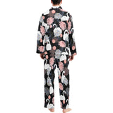 white swan blooming flower pattern Men's Long Pajama Set