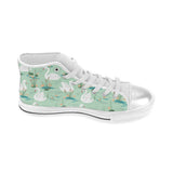 White swan lake pattern Women's High Top Canvas Shoes White