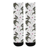 Boston terrier dog hearts vector pattern Crew Socks
