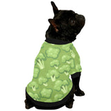 Broccoli pattern green background All Over Print Pet Dog Round Neck Fuzzy Shirt