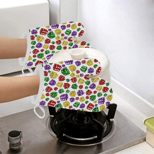 Dice Pattern Print Design 03 Heat Resistant Oven Mitts