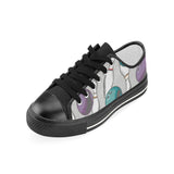 Bowling ball and pin gray background Kids' Boys' Girls' Low Top Canvas Shoes Black