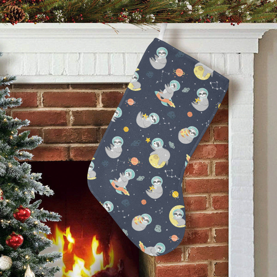 Cute sloth astronaut star planet rocket pattern Christmas Stocking