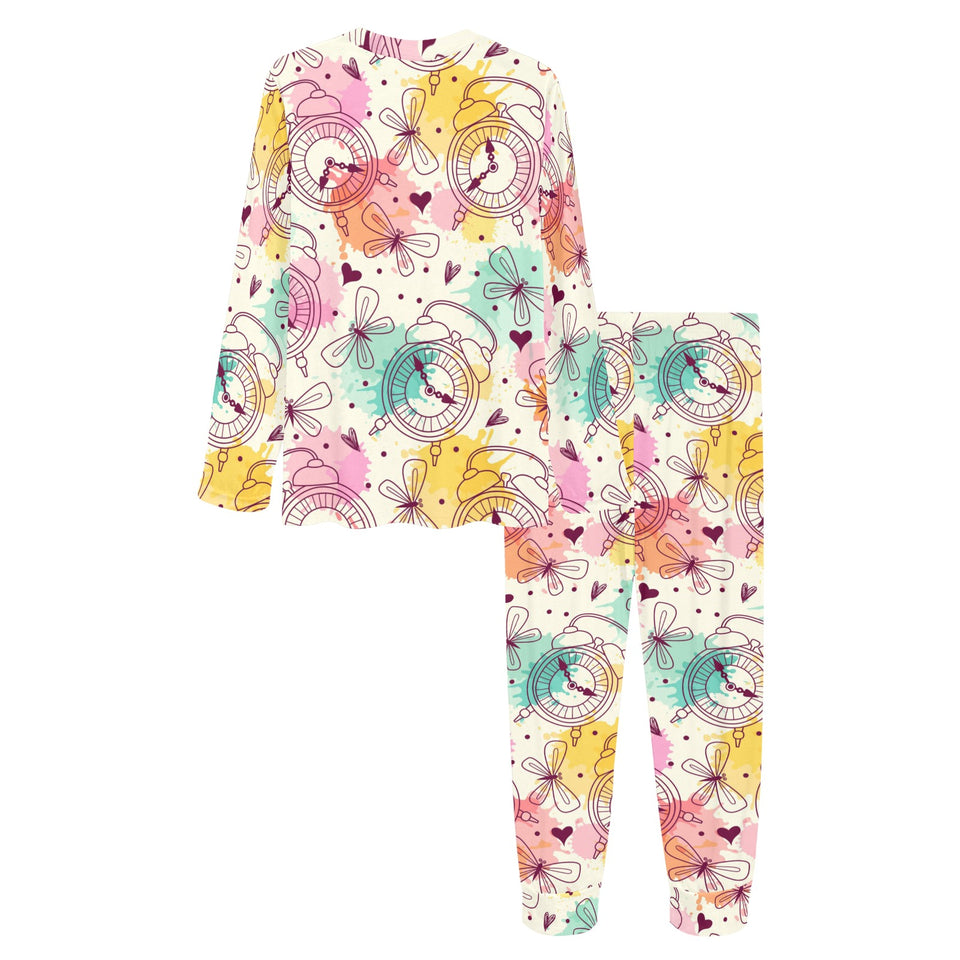Clock butterfly pattern Women's All Over Print Pajama Set