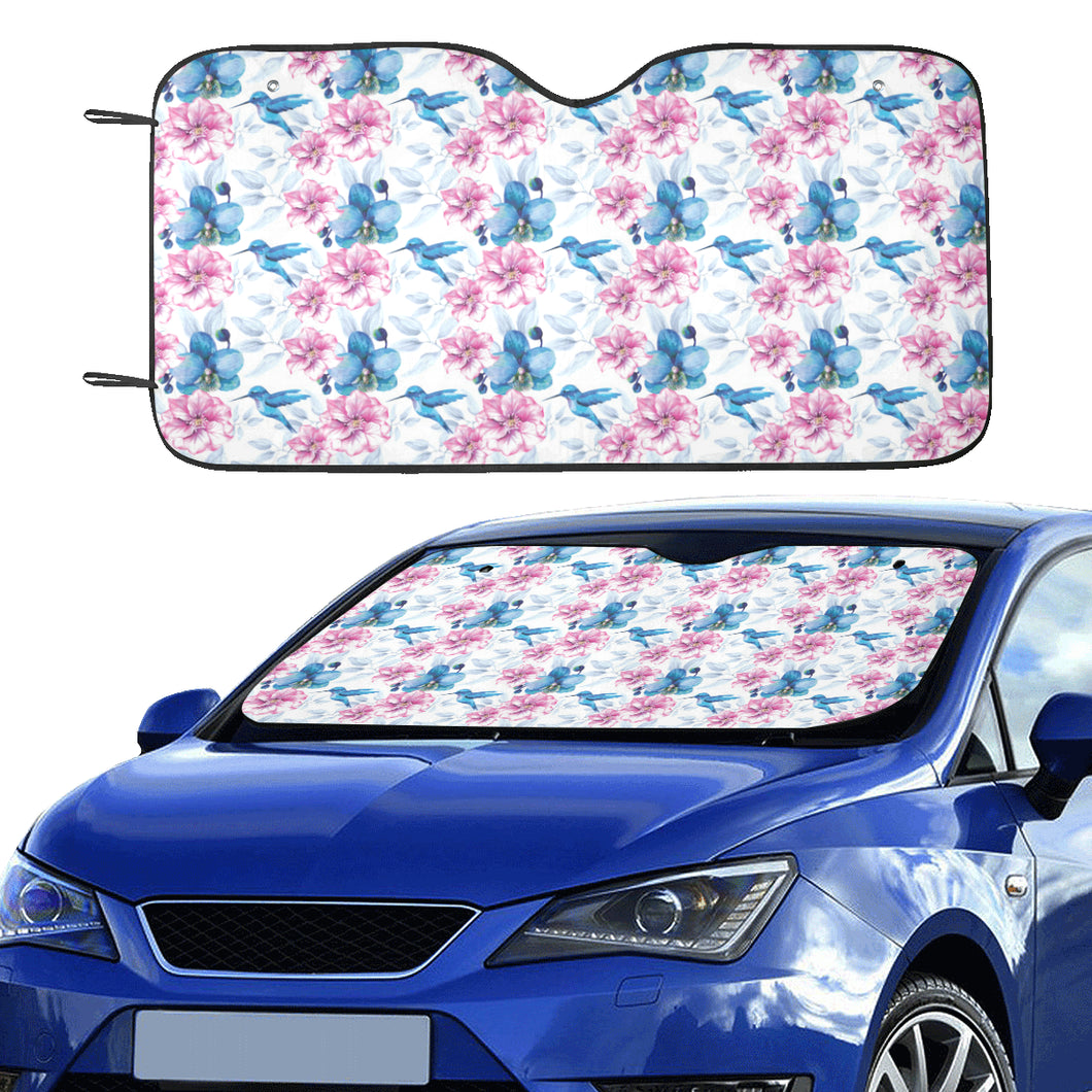 Hummingbird Pattern Print Design 02 Car Sun Shade