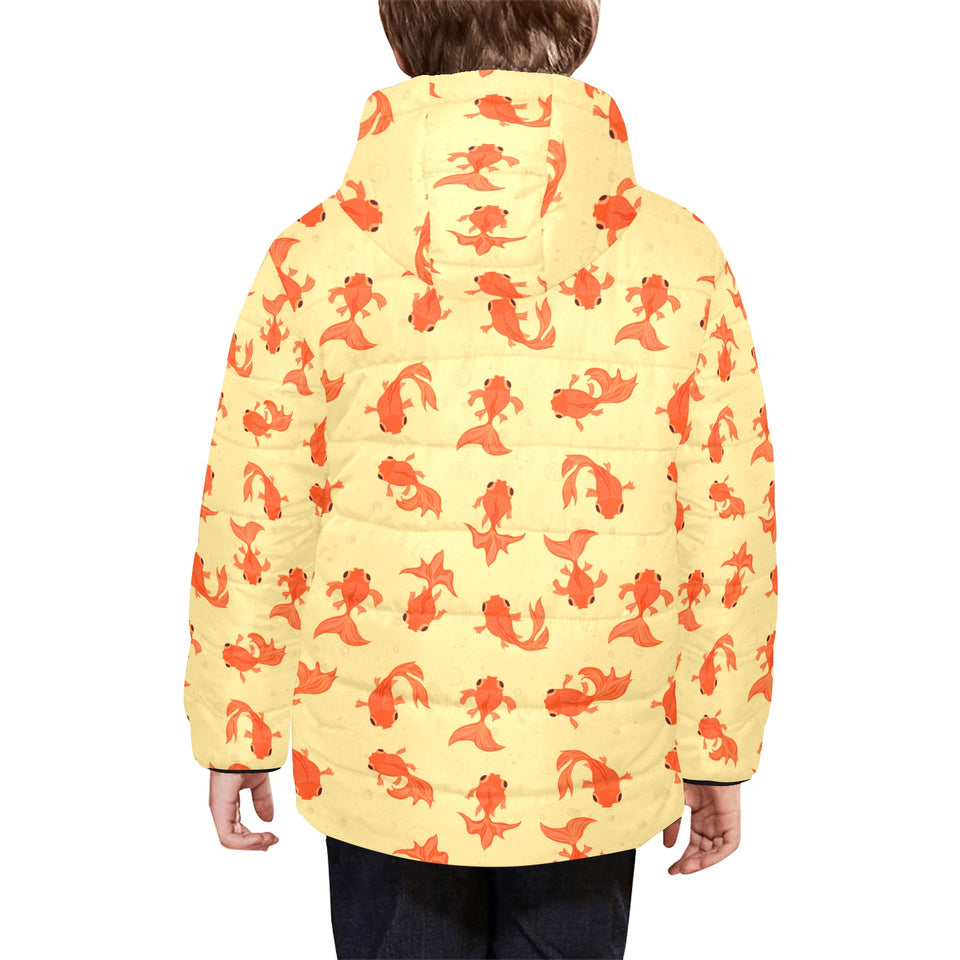 Goldfish Pattern Print Design 02 Kids' Boys' Girls' Padded Hooded Jacket