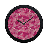 Beautiful dragonfly pink background Elegant Black Wall Clock