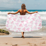 Watercolor pink heart pattern Beach Towel