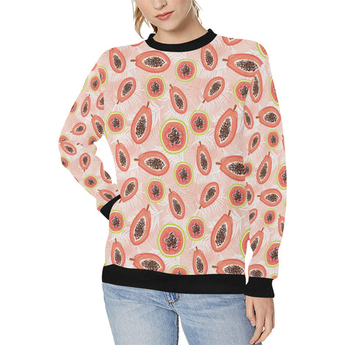 papaya leaves pattern Women's Crew Neck Sweatshirt