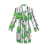 Cool Broccoli pattern Women's Long Sleeve Belted Night Robe